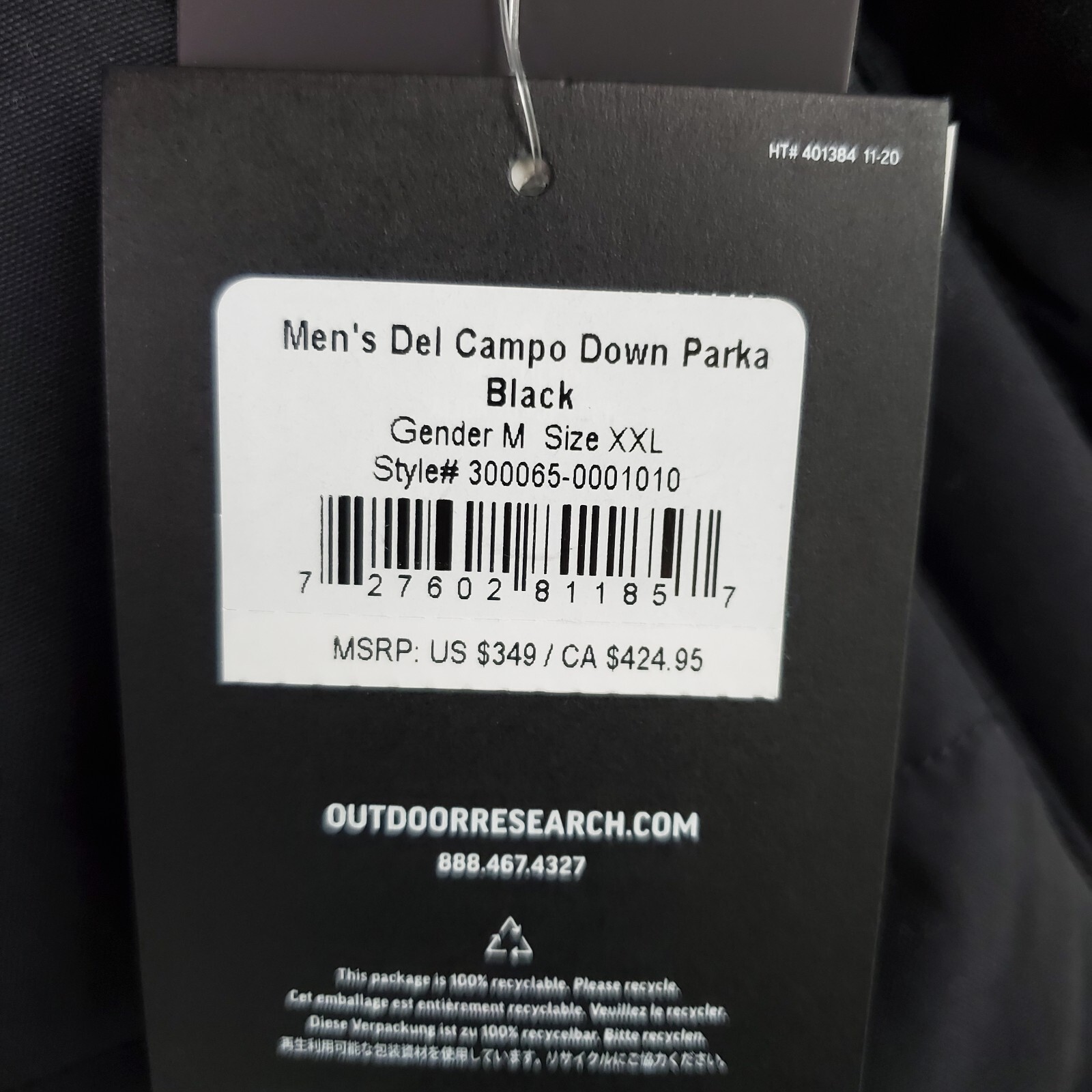 Pre-owned Outdoor Research $349  Size 2xl Mens Jacket 700 Duck Down Canvas Coat Black