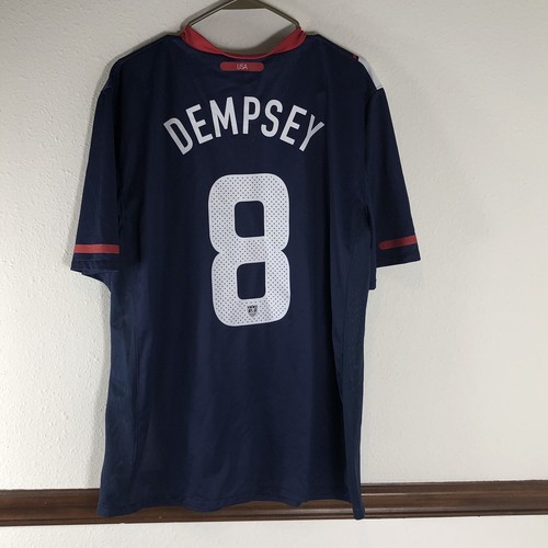 Nike Mens Soccer Jersey Size XL Dempsey Navy Blue Dri Fit USA