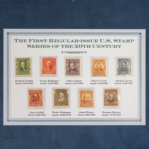 U.S. Scott #300-308 Complete Set of 9 Stamps, 1902-03 Regular Issues in PCS Book