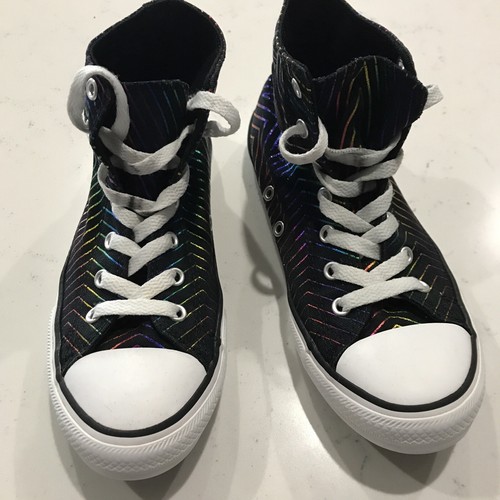 Converse All Star Rainbow Metallic Stripes High Top Shoes