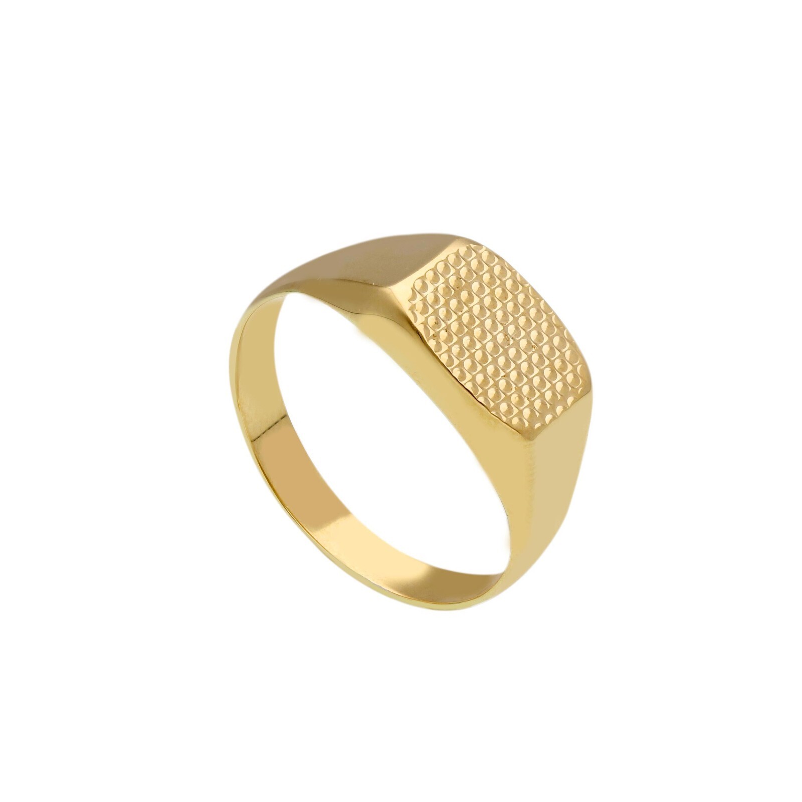 18K gold Overlay リング 18k yellow gold band signet man chevalier ring, 7mm striped