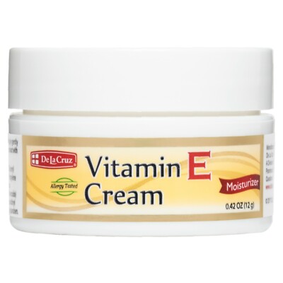 De La Cruz  Vitamin E Cream Travel Size 0.42 OZ  - Allergy Tested, (Made in USA)