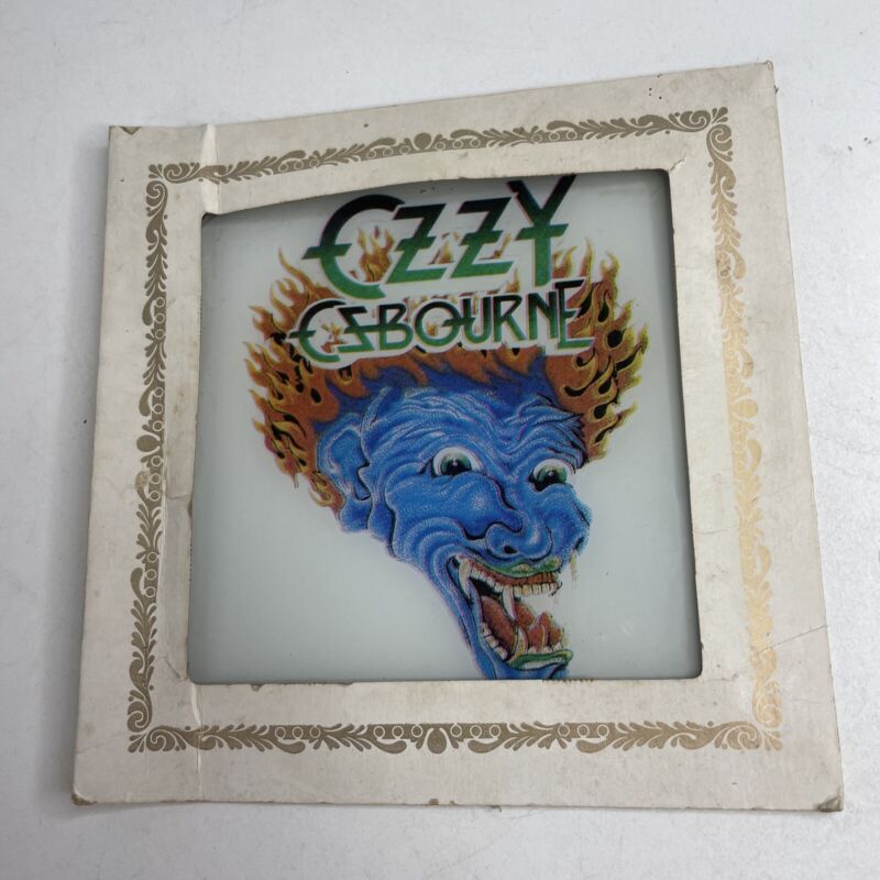 Rare Vintage Ozzy Osbourne Dragon Tatoo Carnival Fair Glass Mirror Prize  6 X 6.