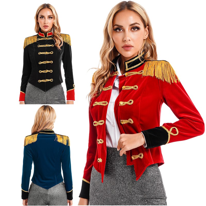 Womens Circus Stand Collar Jacket Clubwear Renaissance Retro Halloween Magician Womens Circus Stand Collar Jacket Clubwear Renaissance Retro Halloween Magician