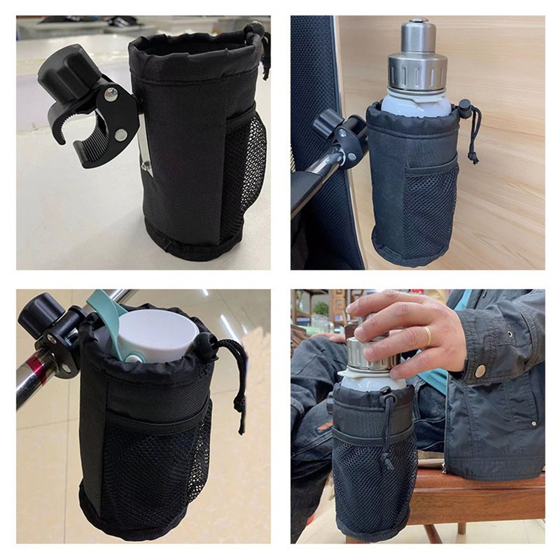 Bike Bottle Drink Holder Storage Waterproof Thermal Lining w/ Net Pocket