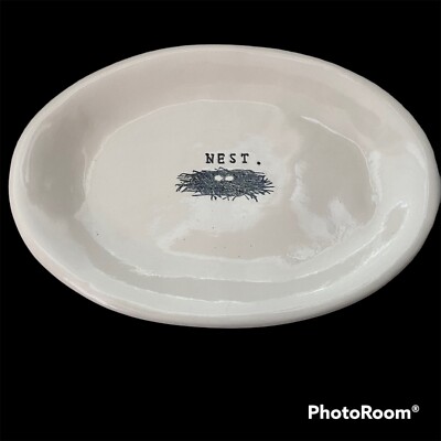 Vintage Rae Dunn Nest 8'' Oval Plate Magenta Studios M  Logo