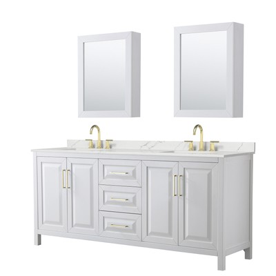 Wyndham Collection WCV252580D-QTZ-US3MED Daria 80'' - White / Giotto Quartz Top /