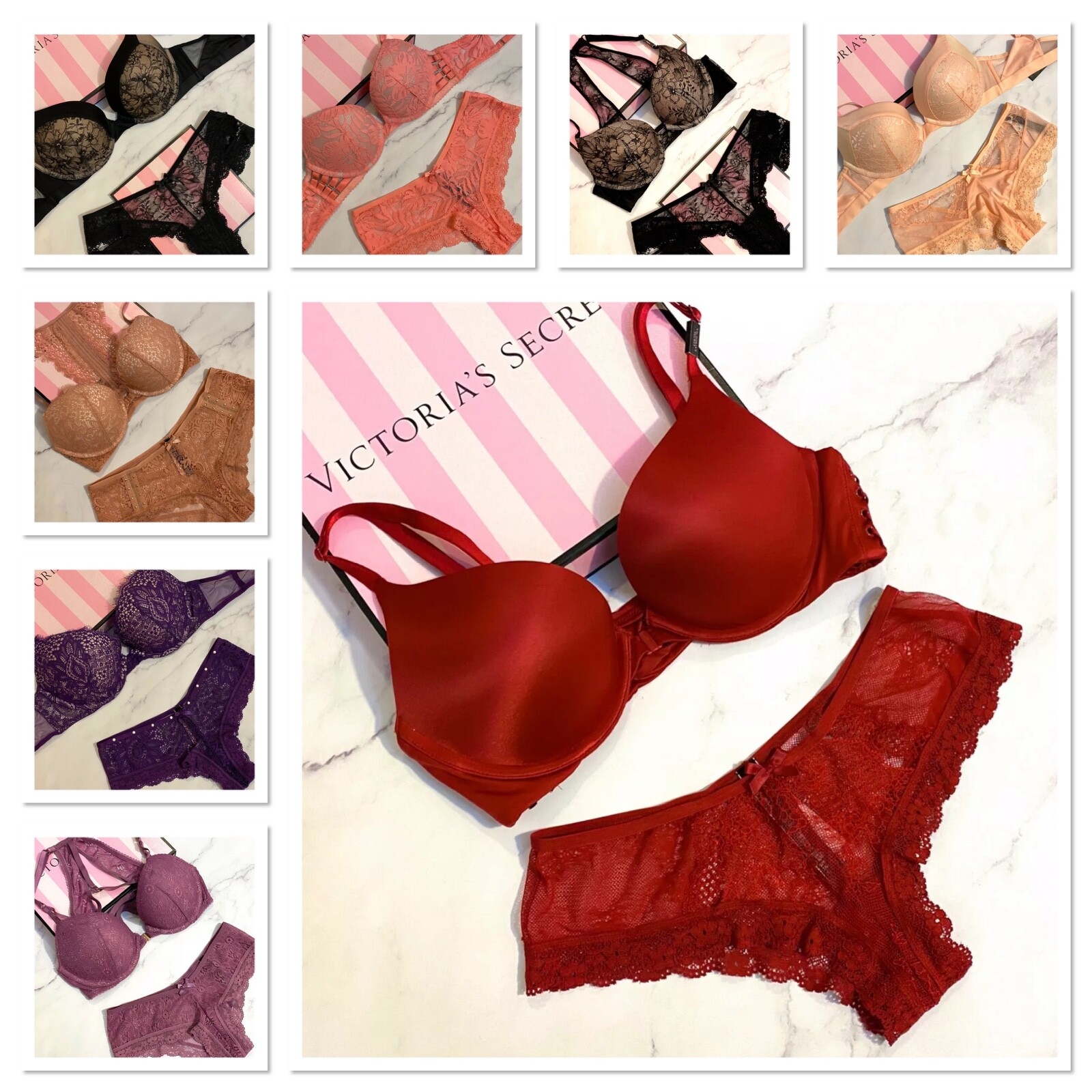 

Victorias Secret VERY SEXY PUSH UP Bra SET Кружева, Black red lavender pink white orange, Push up
