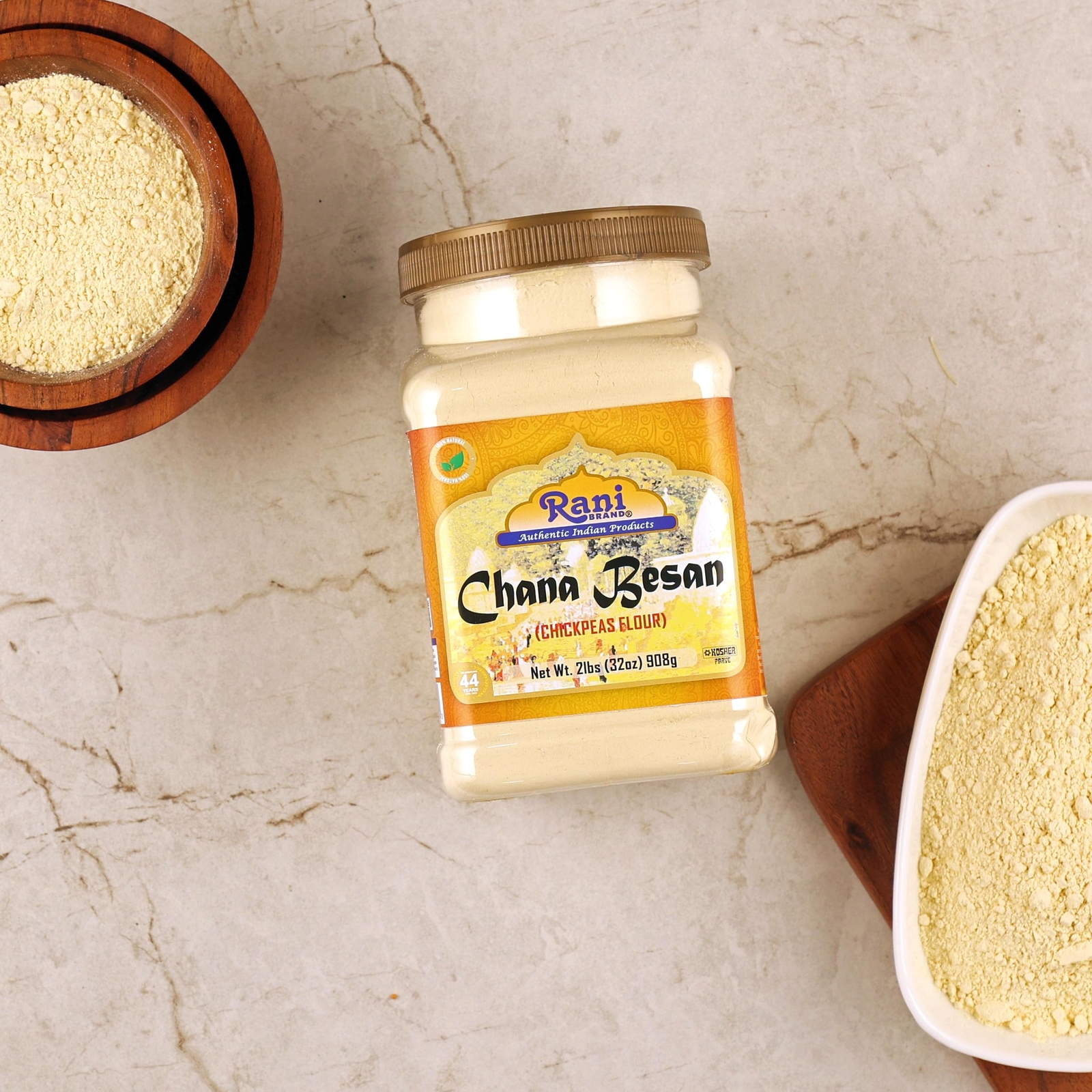 Rani Chana Besan (Chickpeas Flour, Gram) 32oz (2lbs) 908g PET Jar