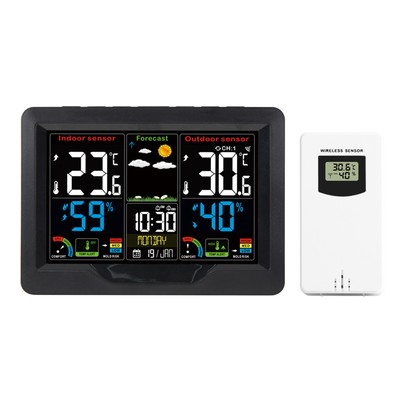 Wireless Weather Station Clock Indoor Temperature Humidity with Sensor P8W0
