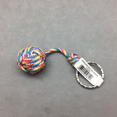 Keychain Monkey Paw Knot Ball Nautical 1 1/4'' Paracord New Rainbow Multicolor