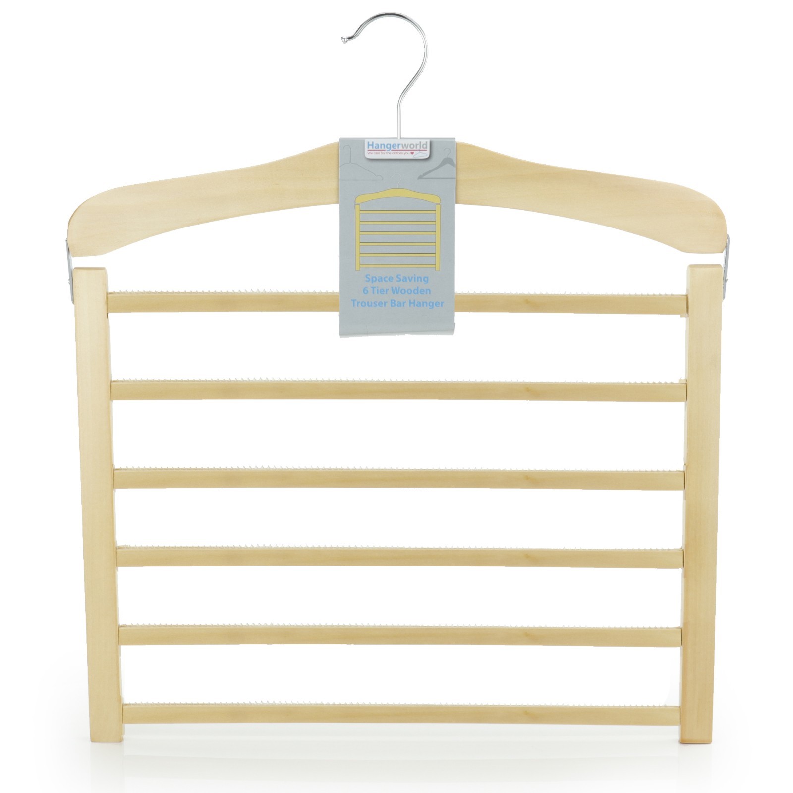 Hangerworld™ Wooden Non Slip Trouser Bar & 20 Tie Accessory Rack Coat