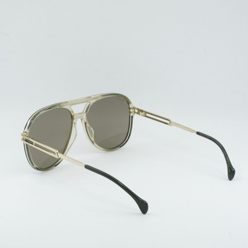 Pre-owned Gucci Gg1104s 003 Transparent Green/gold/brown 61-16-145 Sunglasses Authe...