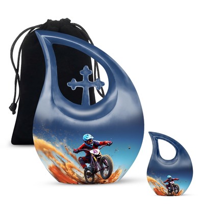 Dirt Track Cyclone Urn Men & Women Cremation Burial In Ground Large (10'',3'')