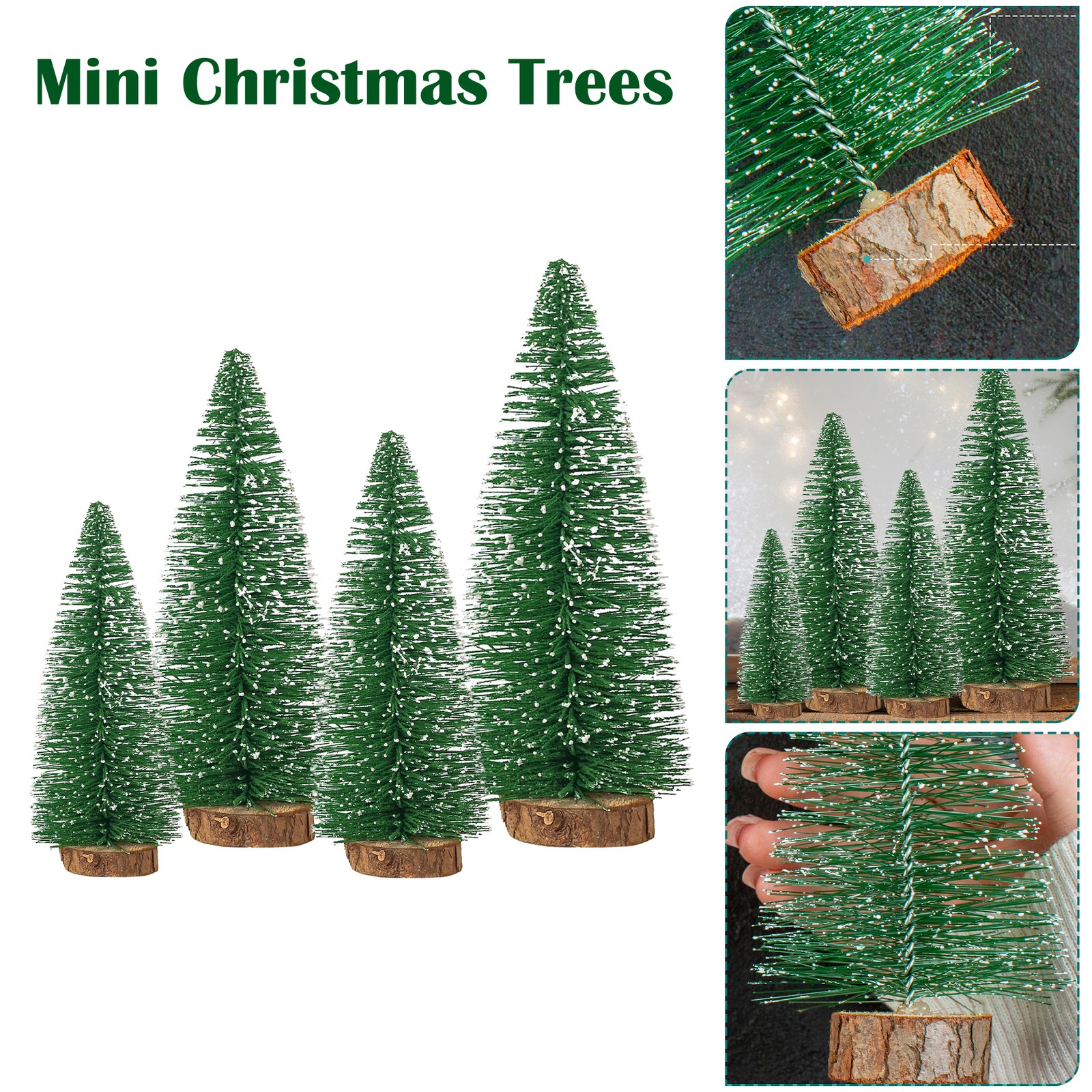 8PCS Mini Artificial Christmas Trees Realistic Tabletop Holiday Home Decor UK