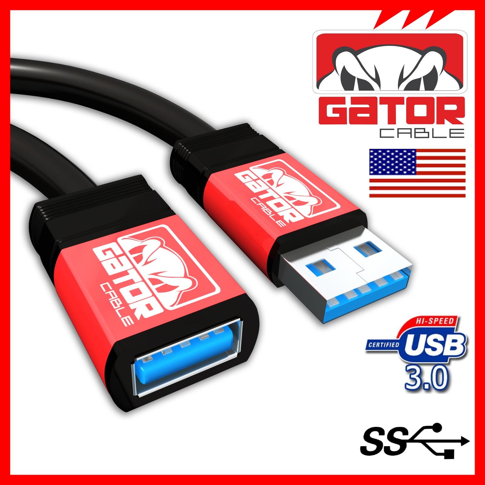 USB 3.0 Super High Speed Male A to Female A Extension Cable Cord Metal Case 6FT