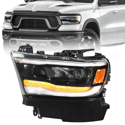 For 2019-2023 Dodge Ram 1500 Reflector Full LED Headlight Headlamp Black Driver