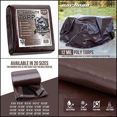 Lonas Heavy Duty 8x10 Pies Ft 12 MIL Carpas Para Cubrir El Sol Y La Lluvia Patio