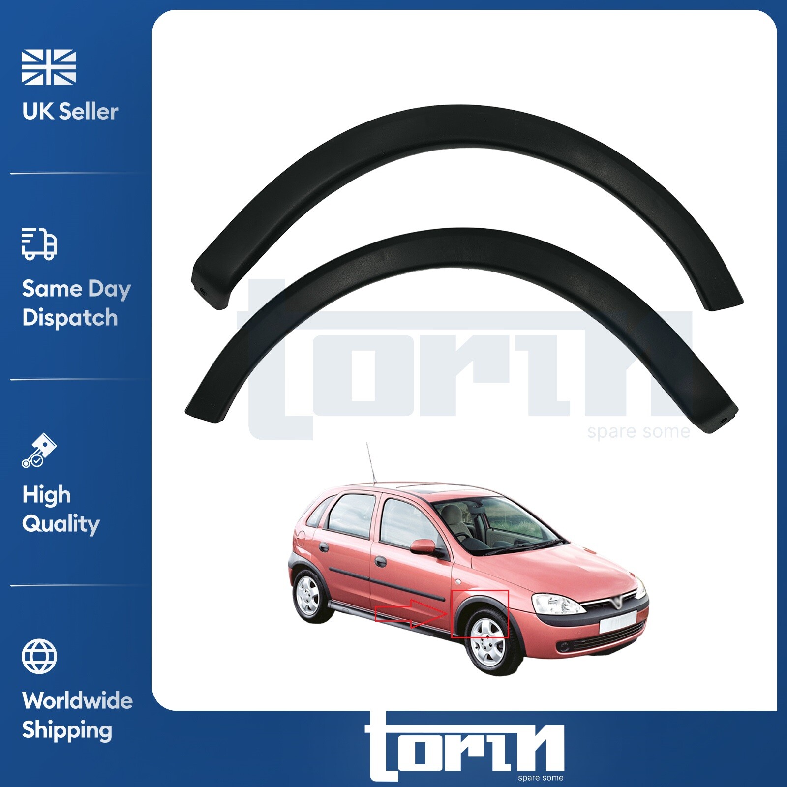 FRONT LEFT & RIGHT SIDE MOULDING WHEEL ARCH TRIMS FITS VAUXHALL CORSA C COMBO