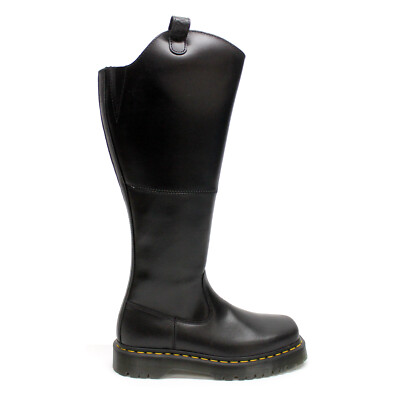 Pre-owned Dr. Martens Womens Boots Amaayah Hi Casual Knee High Side Zip Leather In Black
