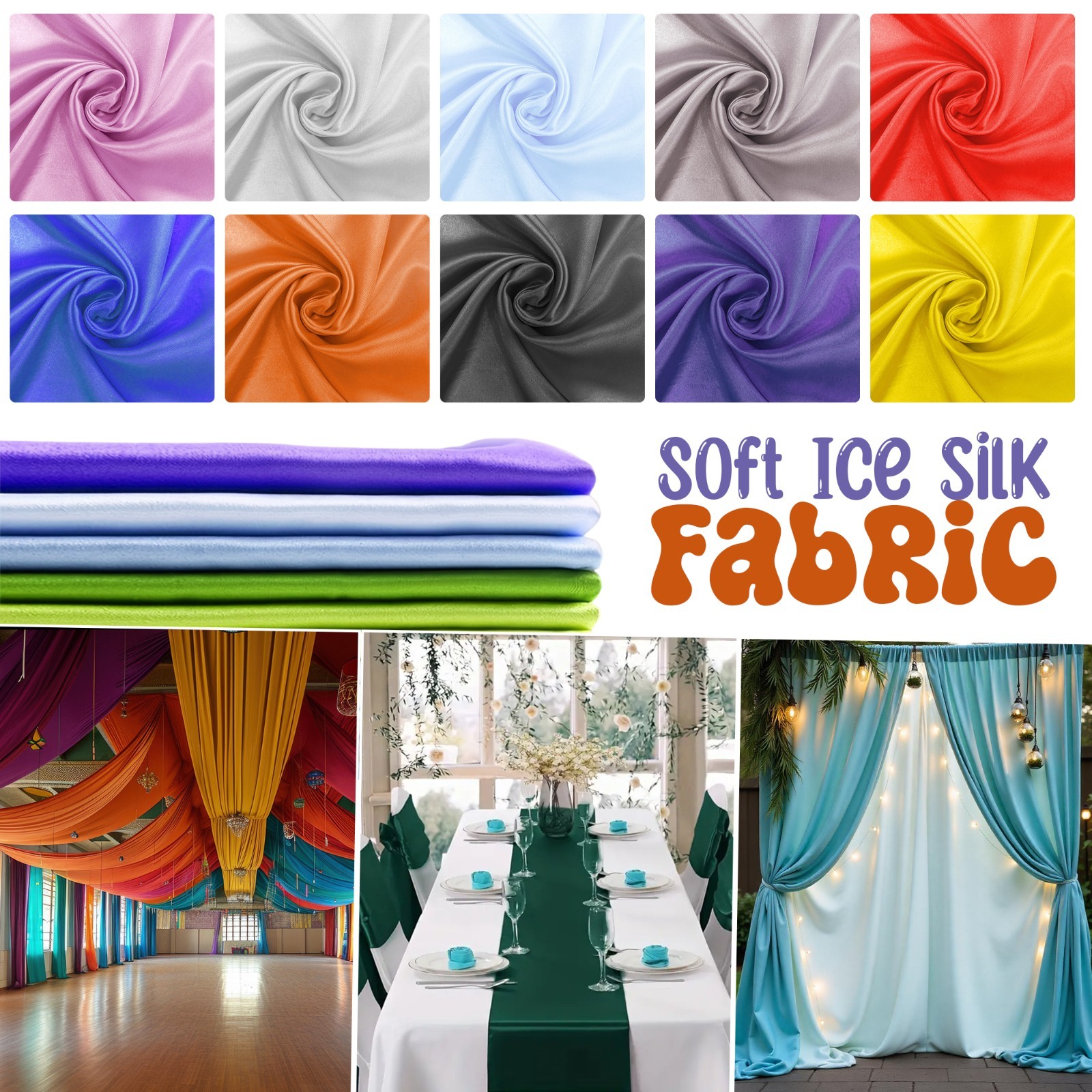 Ice Silk Wedding Backdrop Curtain Drapes Soft Fabric Stage Party Event Panel