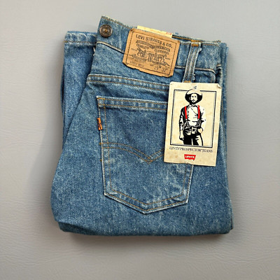Vintage Levis Prospector Jeans Mens 29x32 Orange Tab Suspender Studs USA 80s NOS