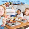 Tioncy 6 Pcs Stainless Steel Kids Plates 3 Sections Divided Unbreakable Dinner Plates Cute Monkey Shape bowls for Babies, Toddlers and Kids Lunch, Portion Control, Camping
