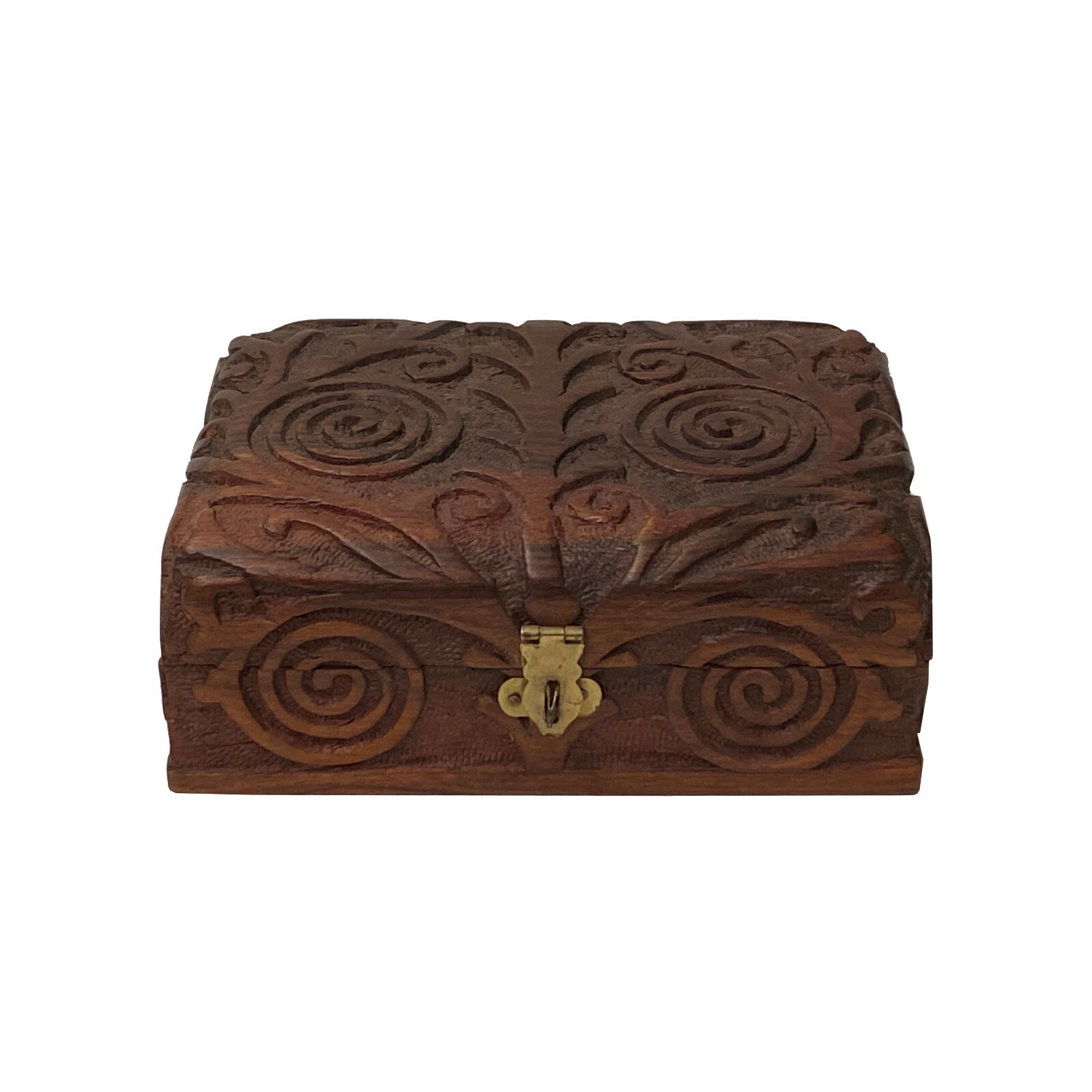 Brown Dimensional Relief Scroll Motif Rectangular Storage Box Chest ws2091S Brown Dimensional Relief Scroll Motif Rectangular Storage Box Chest ws2091S