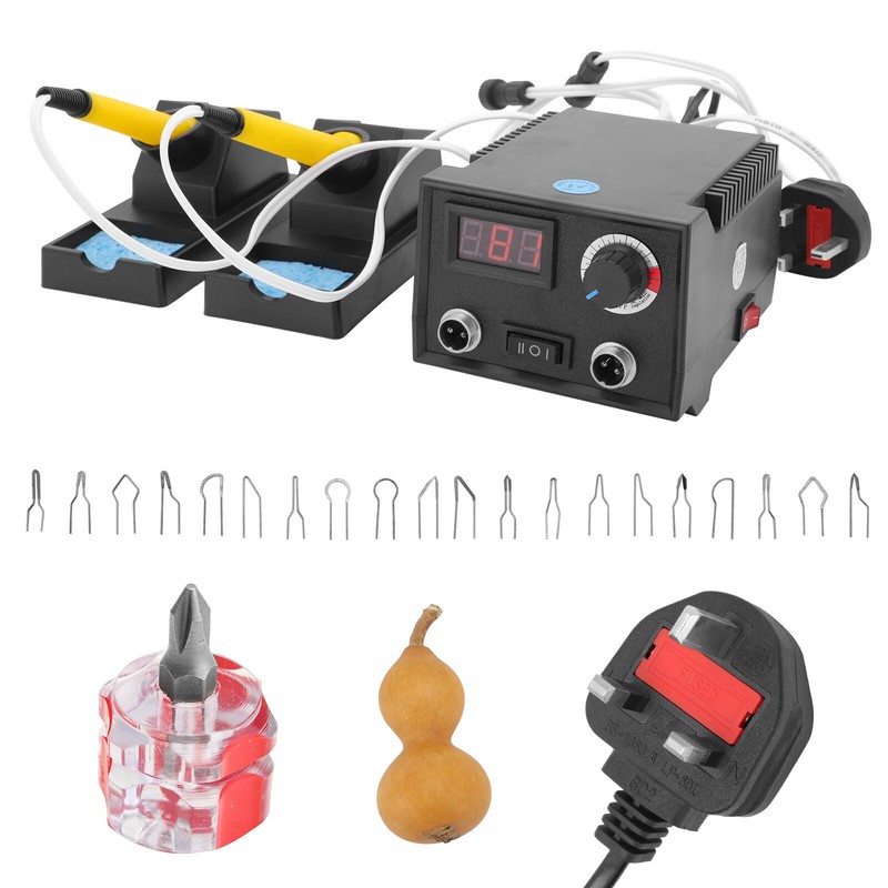 Wood Burner Pyrography Dual 2 Pen Burning Machine Gourd Crafts Tool Set