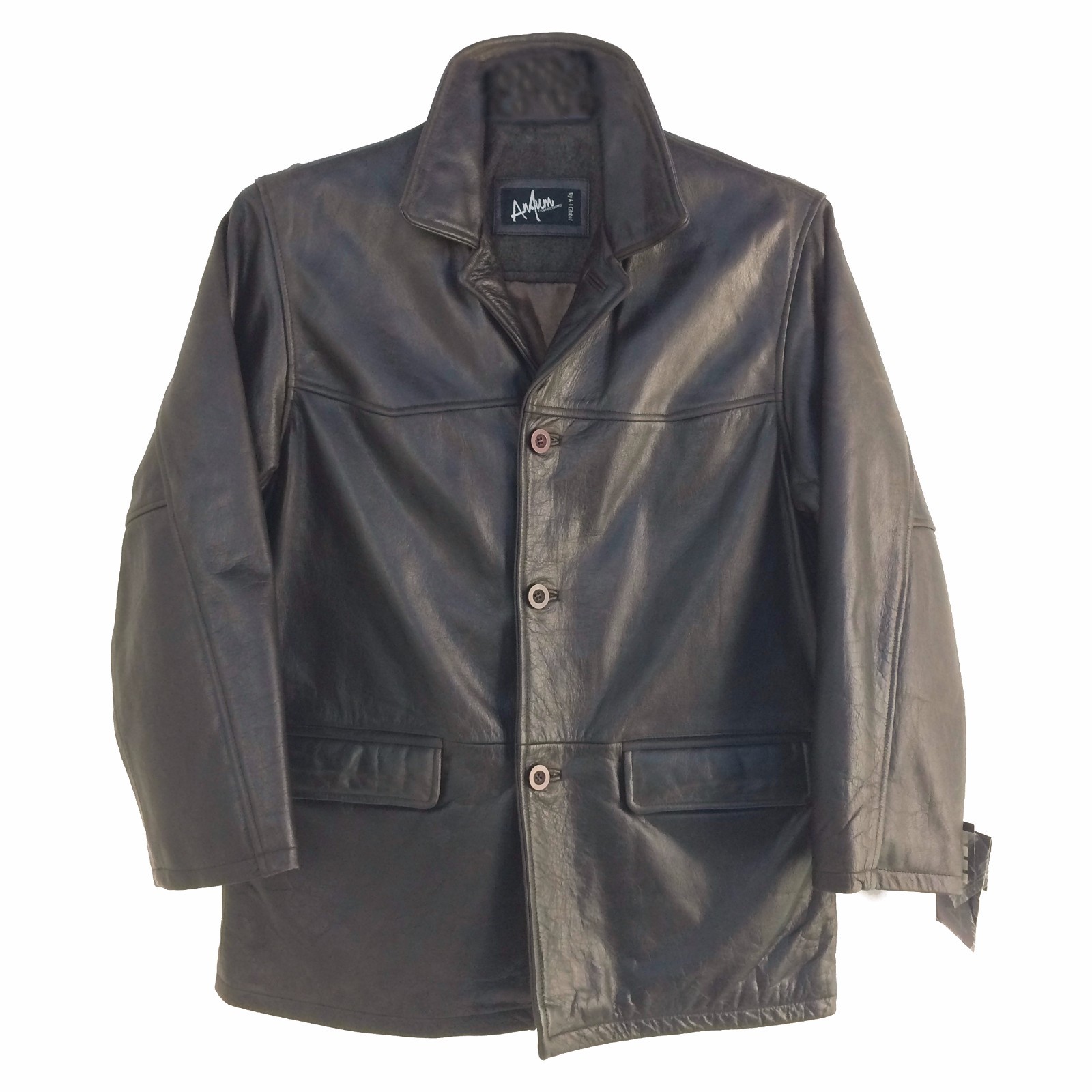 Pre-owned Anjum Garlic , Vintage, Men's, 3 Buttons Genuine Leather Jacket / Coat 3/4 Length In Brown
