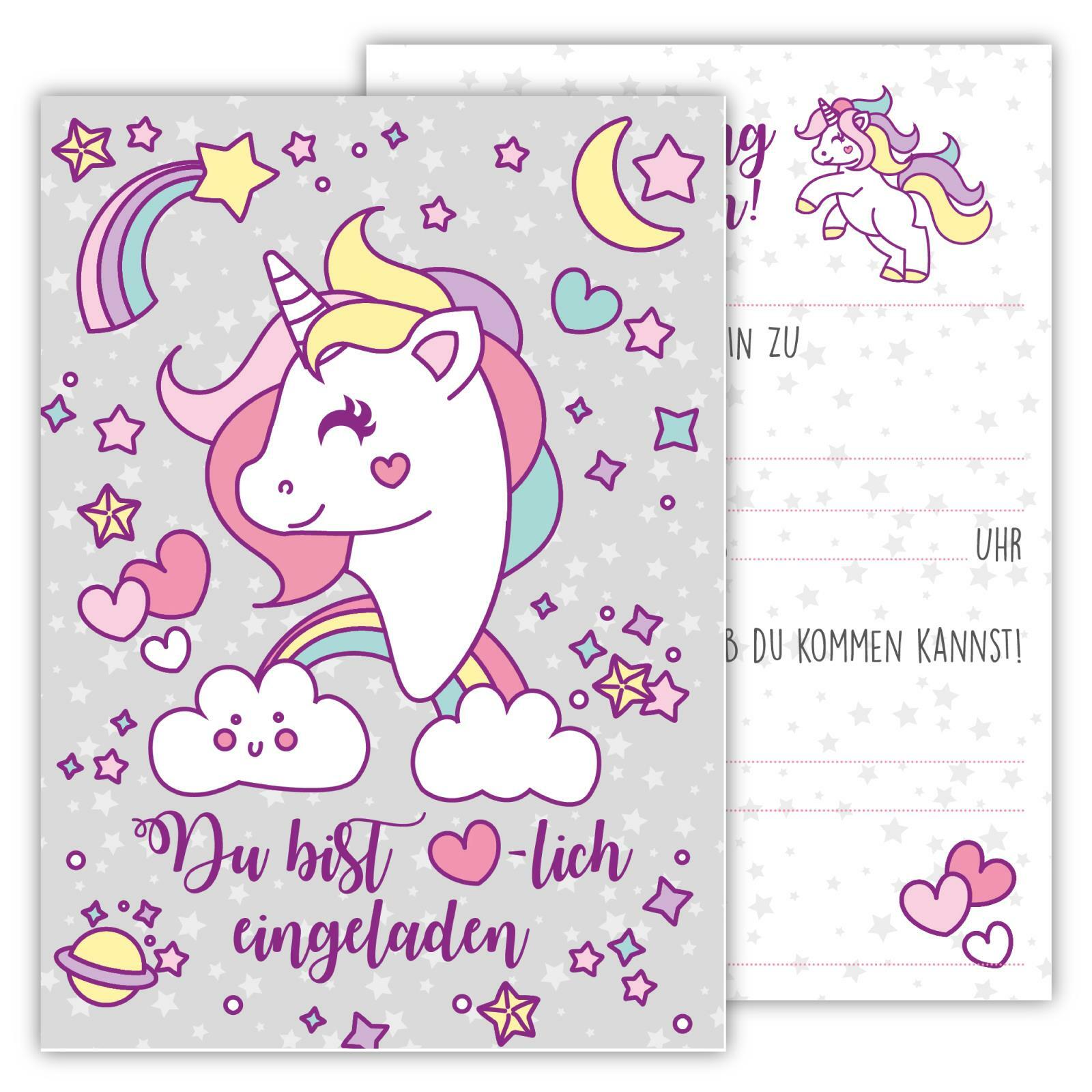 6 Einladungskarten Kindergeburtstag Einhorn Einladungen Einhorn Party Einhörner