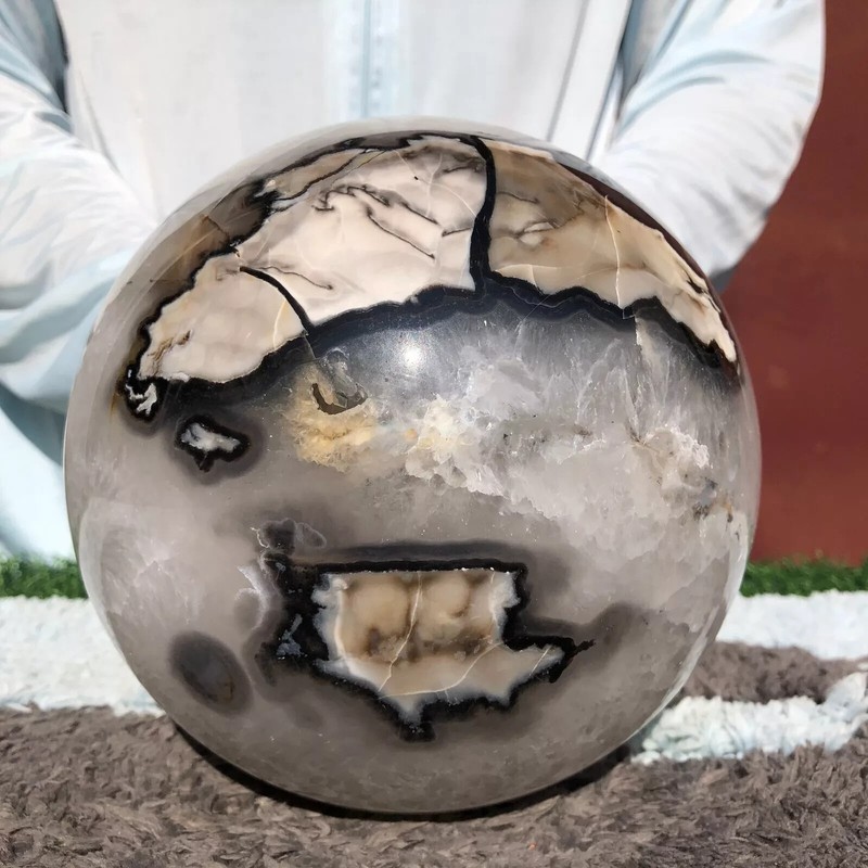 11.2LB Natural Volcano Agate Quartz Sphere Crystal Ball Mineral Specimen