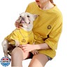 Matching Dog and Owner Clothes,Yellow Striped Dog Shirts for Small Dogs,100% Cotton Small Dog Shirt T-Shirt Girl Boy with Smiley Face,Family Matching Pajamas Shirts for Dogs Puppies Cats(Pet 2XL)