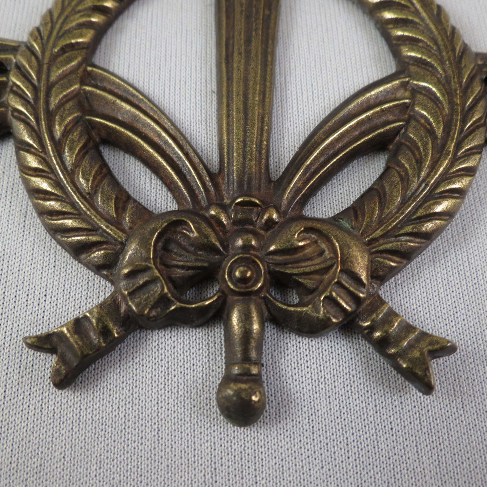 Vintage Brass Decorative Hardware Furniture Mounts Design Element Wreath Torch