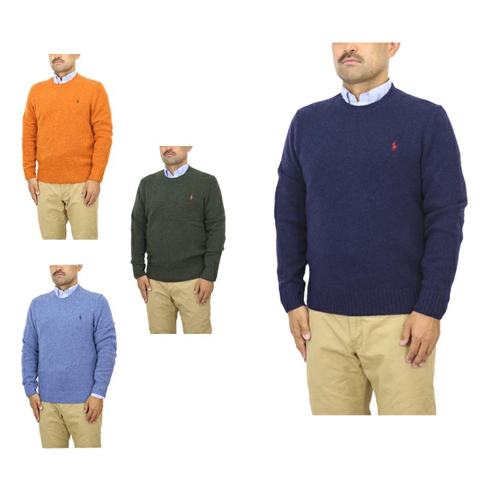 

Мужской пуловер Polo Ralph Lauren с круглым вырезом из смесовой шерсти, свитер Ragg - 4 цвета