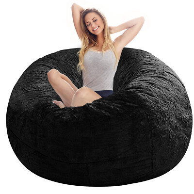 Microsuede 5/6FT Foam Giant Bean Bag Memory Living Room Chair Lazy Sofa Cover
