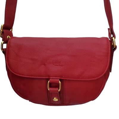 La Diva Red Vegan Leather Flap Over Crossbody Shoulder Bag Pocketbook Purse
