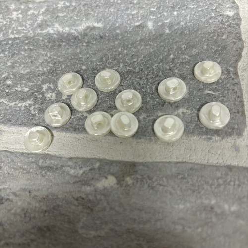 Lot of 12  Ivory Plastic Pearlized Buttons Shank 11mm 1/2" Inch New old Stock