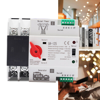 2P 100A Dual Power Auto Transfer Switch Generator Changeover Automatic Switch