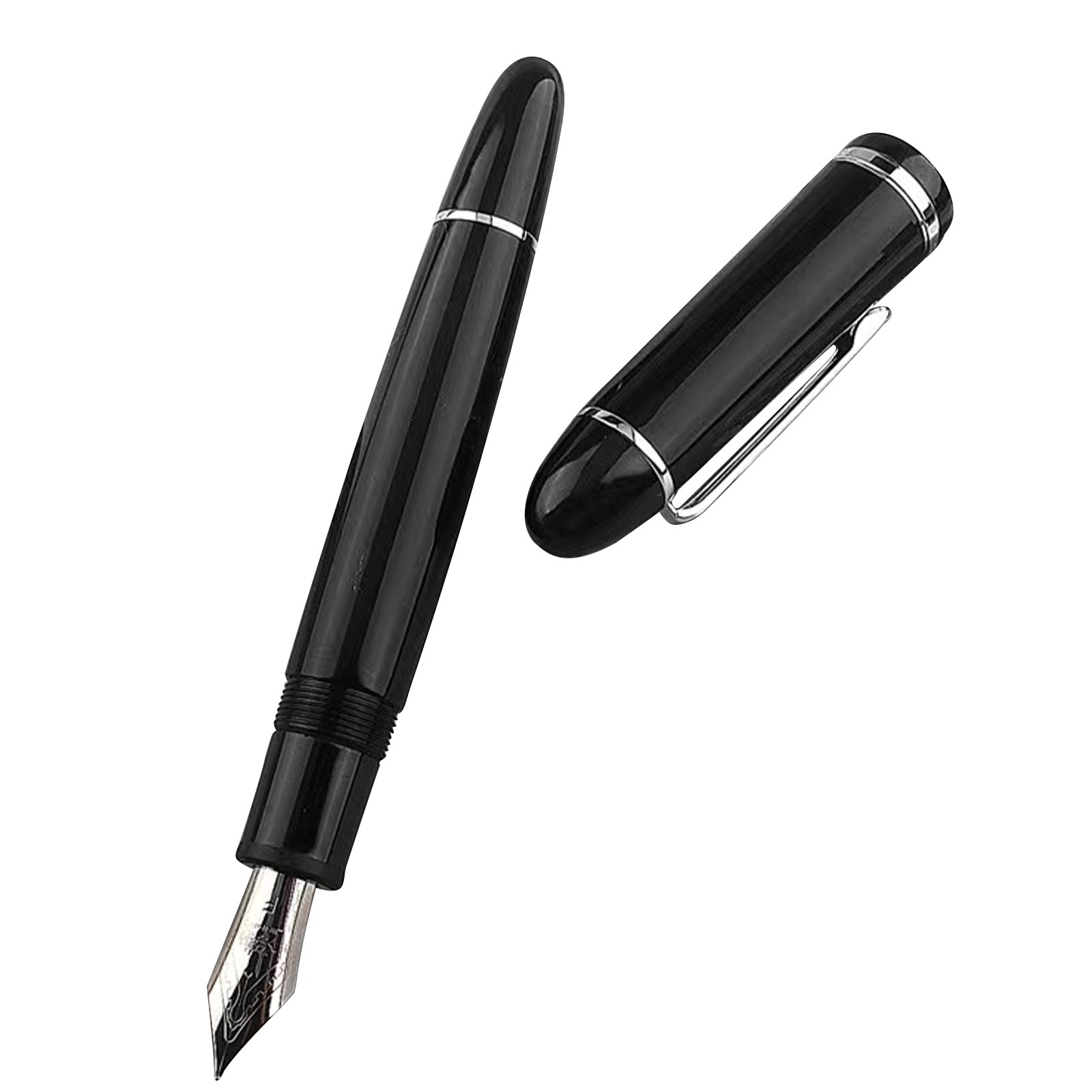 Jinhao X159 Vulpen met fijne penpunt, zwart, acryl, grote maat, schrijfpen