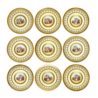 TK Thun Bohemia/Omeco Czechoslovakia 11'' Cabinet Plates (9)