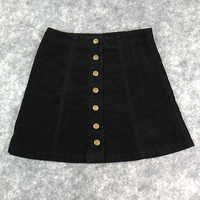 Wishlist Skirt Womens Small Black Corduroy Snap Front A Line