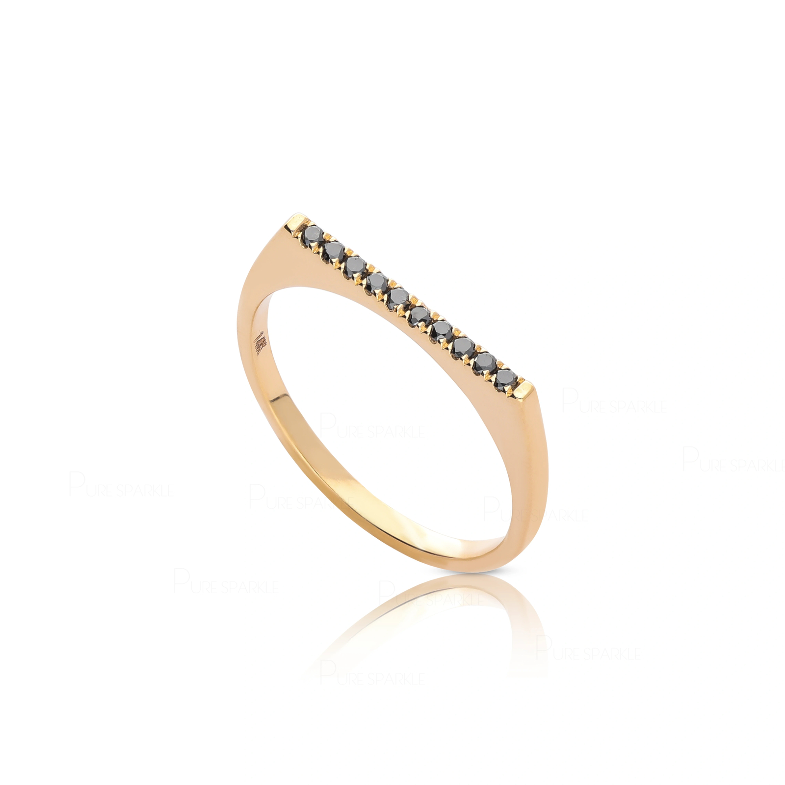 14K Gold 0.10 Ct. Black Lab-Created Diamond Bar Classic Ring Fine Jewelry