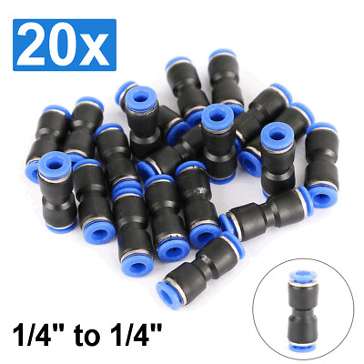 QUICK Pneumatic Straight Union Push 20X 1/4''(6mm) OD Tube To Connect Air Fitting