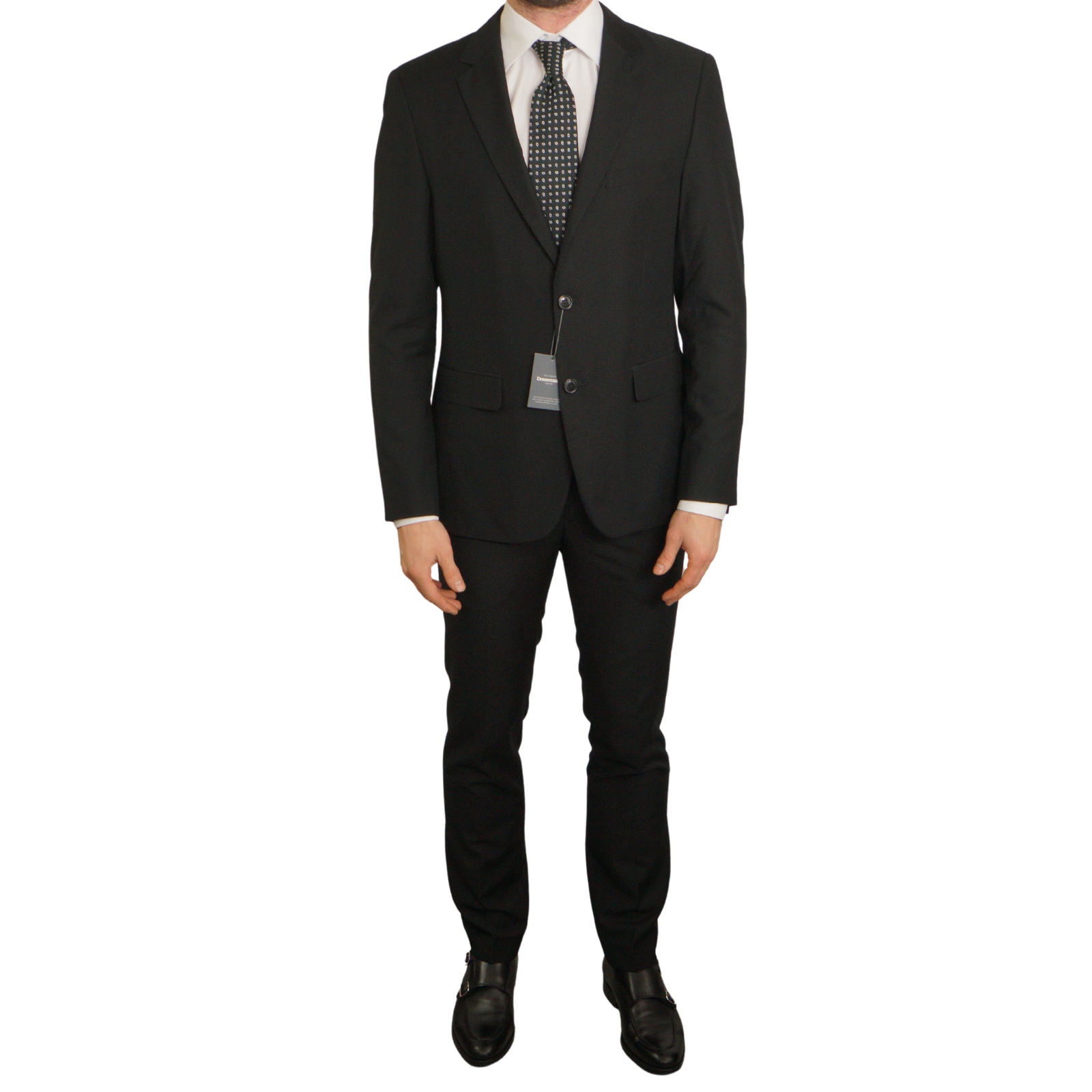 Men Dressmann Suit Canvas Black Slim Fit Lined EU46R UK