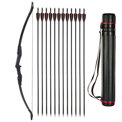 57 inch Takedown Recurve Bow Hunting OR/+12Pcs Arrow Set Archery Right Left Hand