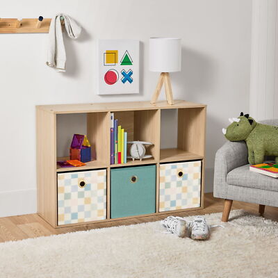 11'' 6-Cube Storage Organizer Stylish Rooms Dorms Organizer Bookcase, Spring Pine