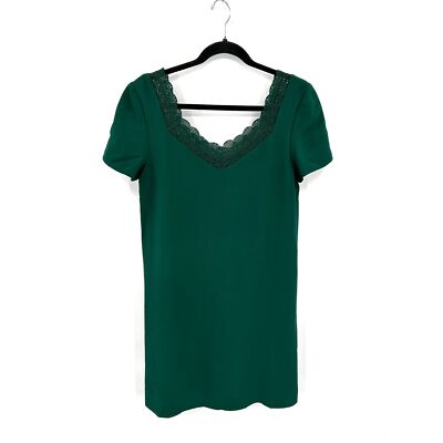 NWT SEZANE Emerald Green Louisa Lace Short Sleeve Shift Mini