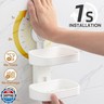 LEVERLOC Soap Dish Holder for Shower Double Layer Suction Cup Wall Mounted NO-Drilling Self Draining Removable Waterproof Strong Suction Bar Soap Sponge Holder for Shower Bathroom Bathtub Kitchen