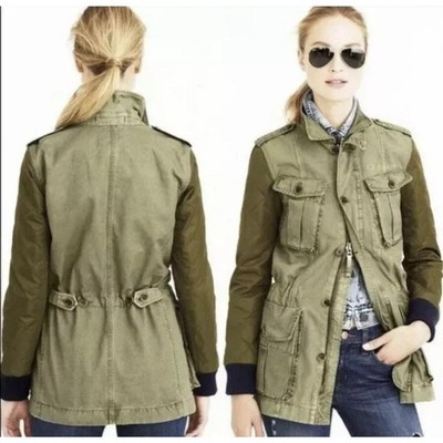 J CREW Boyfriend Fatigue Military Utility Jacket Olive  Quilted xs